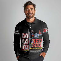 Red Tails Spitfire Tuskegee Airmen Long Sleeve Polo Shirt 332nd Fighter Group WWII Legacy Tribute - Wonder Print Shop