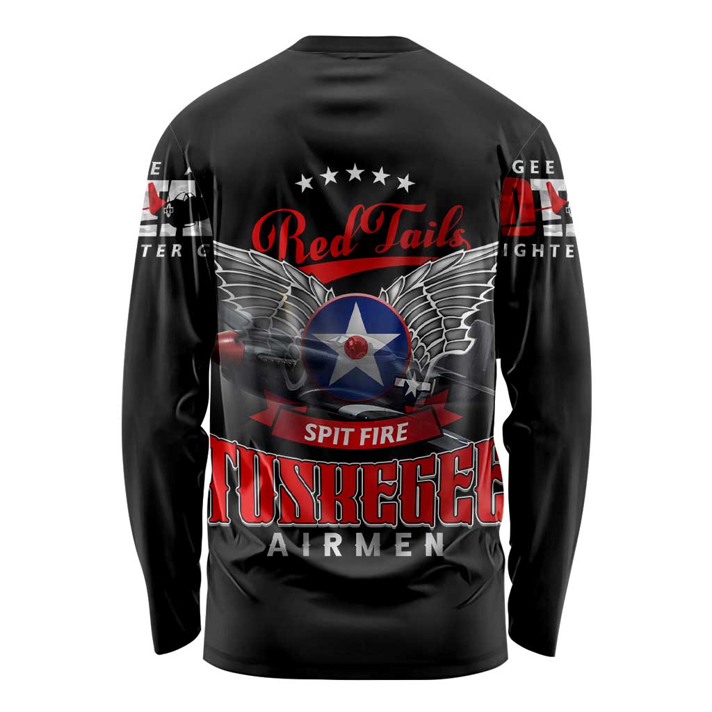 Red Tails Spitfire Tuskegee Airmen Long Sleeve Shirt 332nd Fighter Group WWII Legacy Tribute - Wonder Print Shop