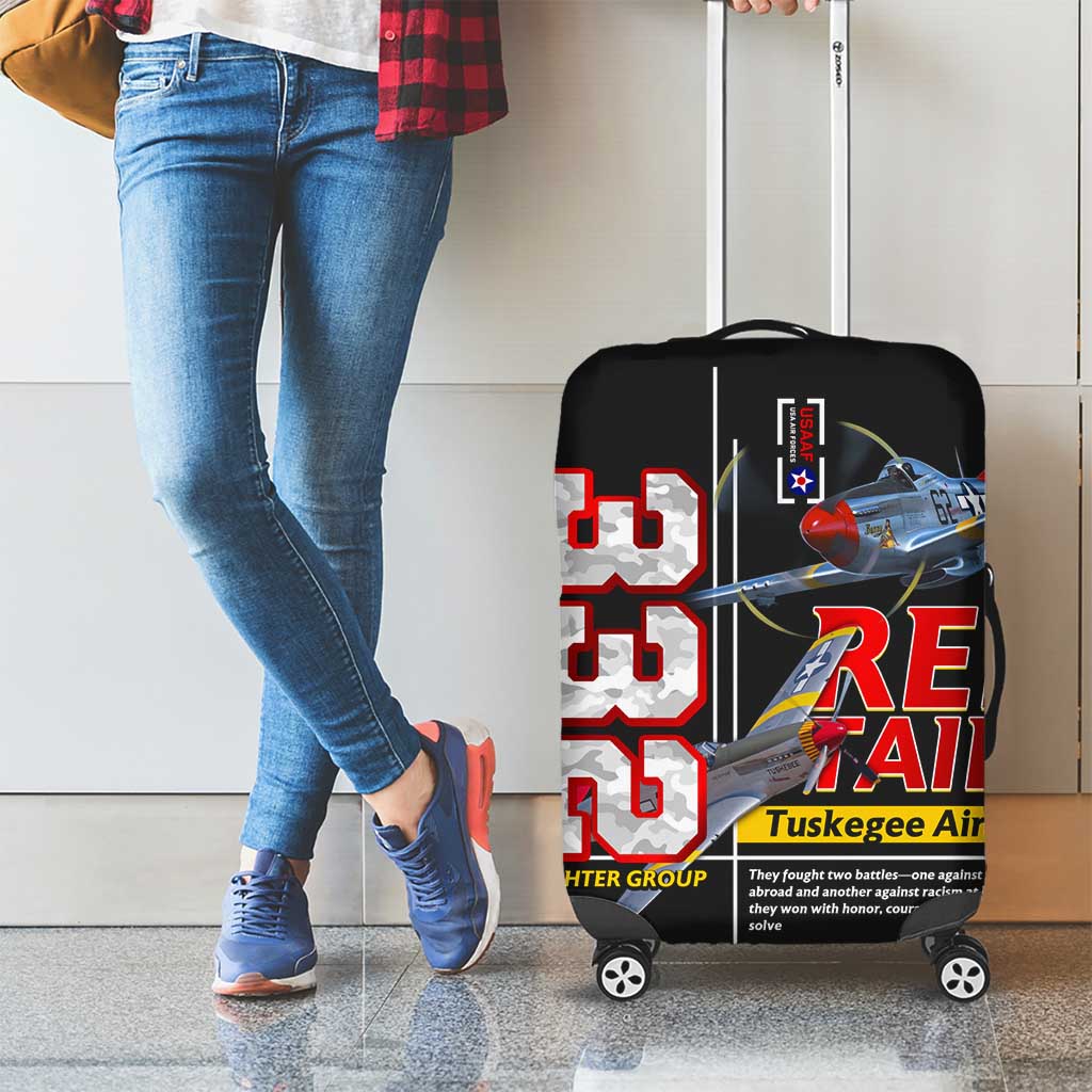 Red Tails Spitfire Tuskegee Airmen Luggage Cover 332nd Fighter Group WWII Legacy Tribute - Wonder Print Shop