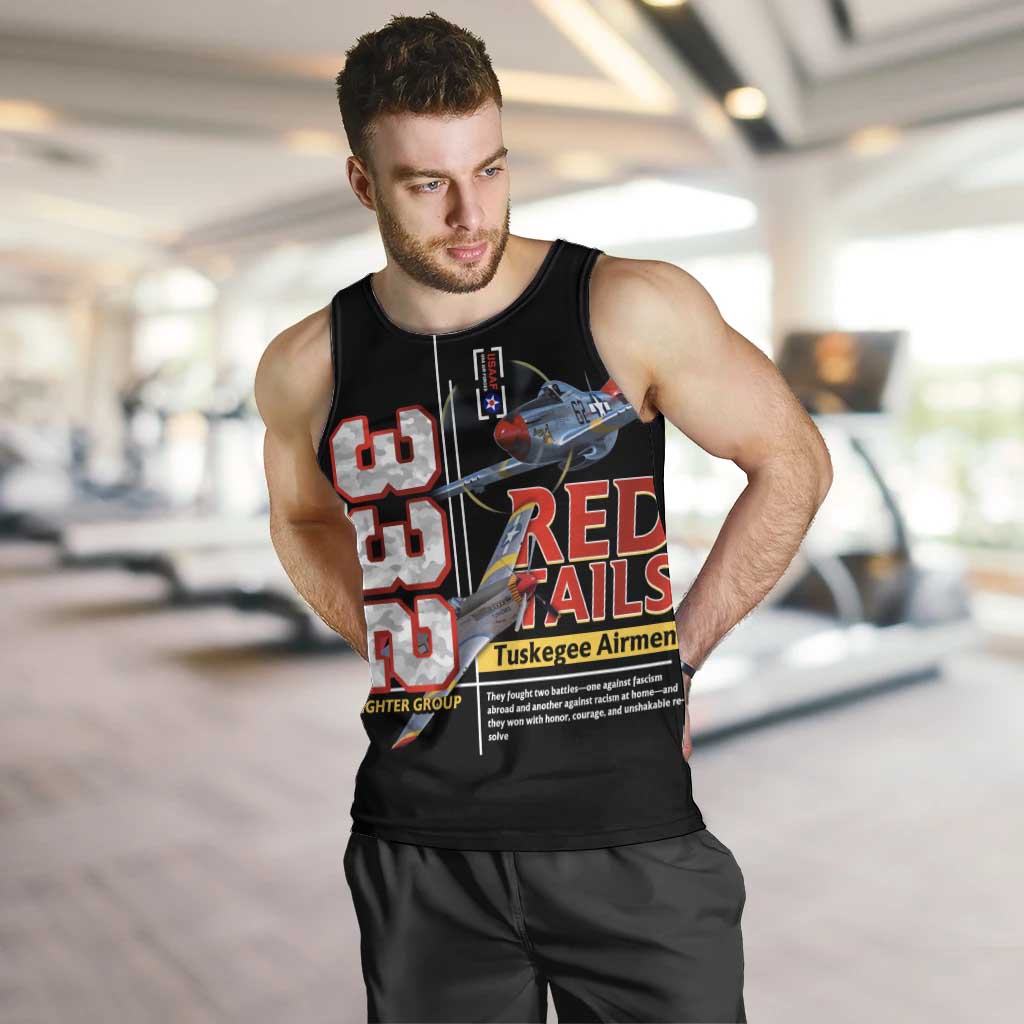 Red Tails Spitfire Tuskegee Airmen Men Tank Top 332nd Fighter Group WWII Legacy Tribute - Wonder Print Shop