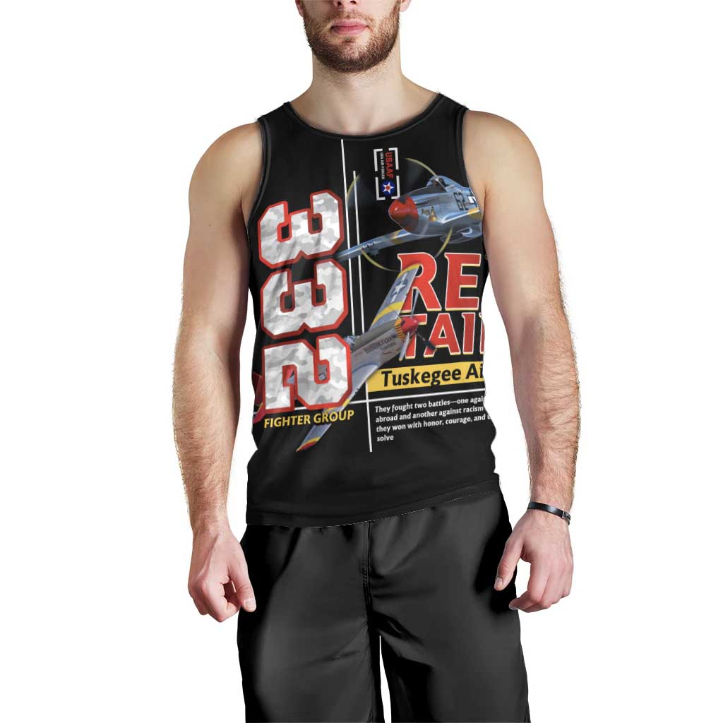 Red Tails Spitfire Tuskegee Airmen Men Tank Top 332nd Fighter Group WWII Legacy Tribute - Wonder Print Shop