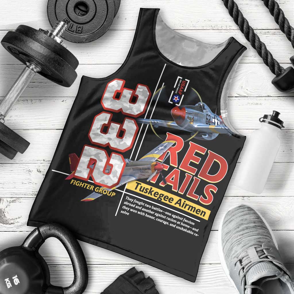 Red Tails Spitfire Tuskegee Airmen Men Tank Top 332nd Fighter Group WWII Legacy Tribute - Wonder Print Shop