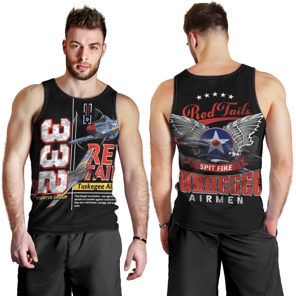 Red Tails Spitfire Tuskegee Airmen Men Tank Top 332nd Fighter Group WWII Legacy Tribute - Wonder Print Shop