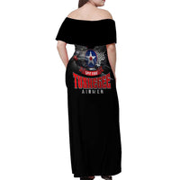 Red Tails Spitfire Tuskegee Airmen Off Shoulder Maxi Dress 332nd Fighter Group WWII Legacy Tribute - Wonder Print Shop