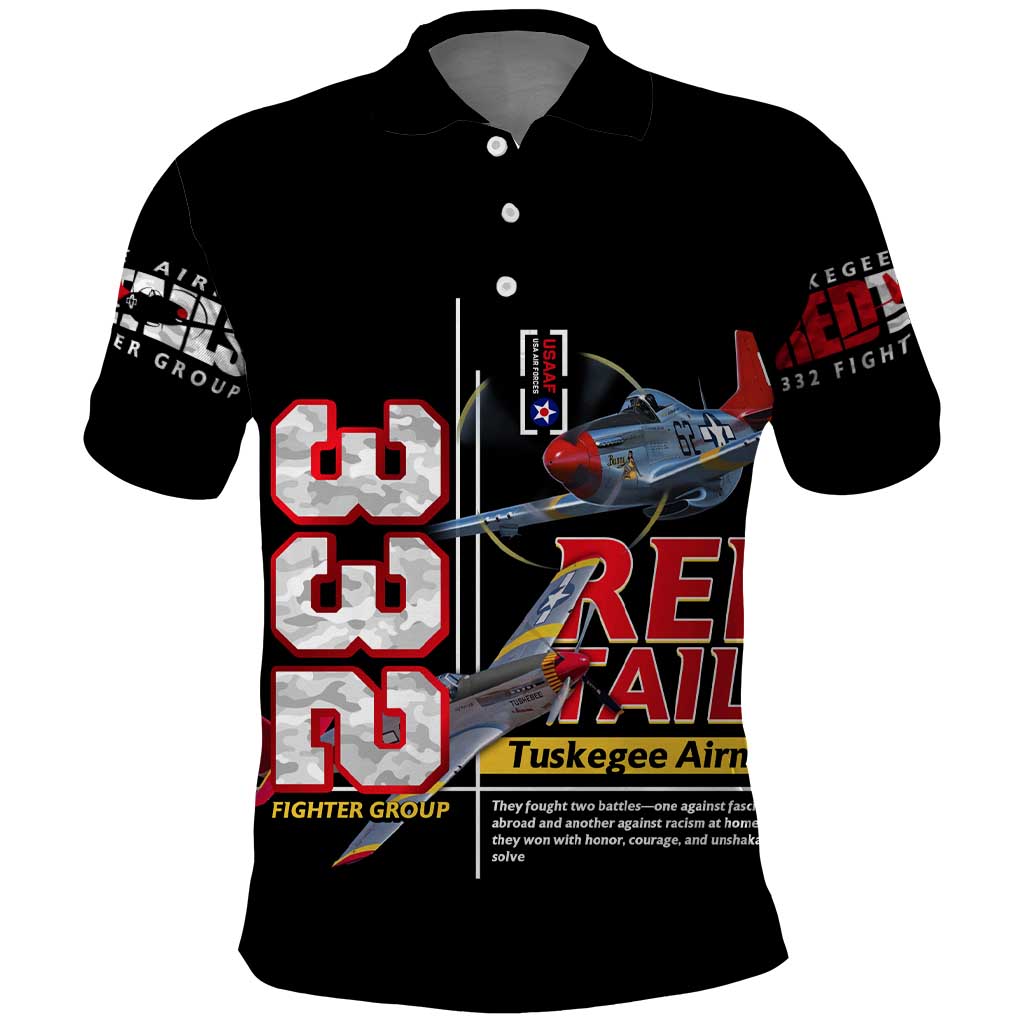 Red Tails Spitfire Tuskegee Airmen Polo Shirt 332nd Fighter Group WWII Legacy Tribute - Wonder Print Shop