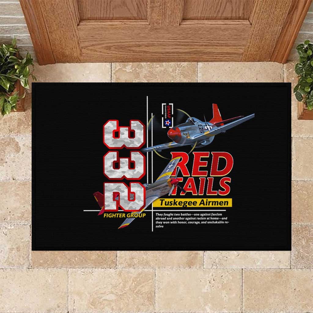 Red Tails Spitfire Tuskegee Airmen Rubber Doormat 332nd Fighter Group WWII Legacy Tribute - Wonder Print Shop