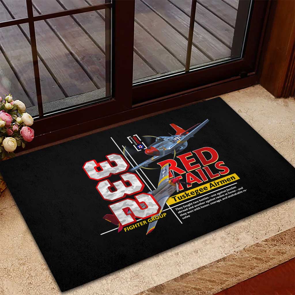 Red Tails Spitfire Tuskegee Airmen Rubber Doormat 332nd Fighter Group WWII Legacy Tribute - Wonder Print Shop