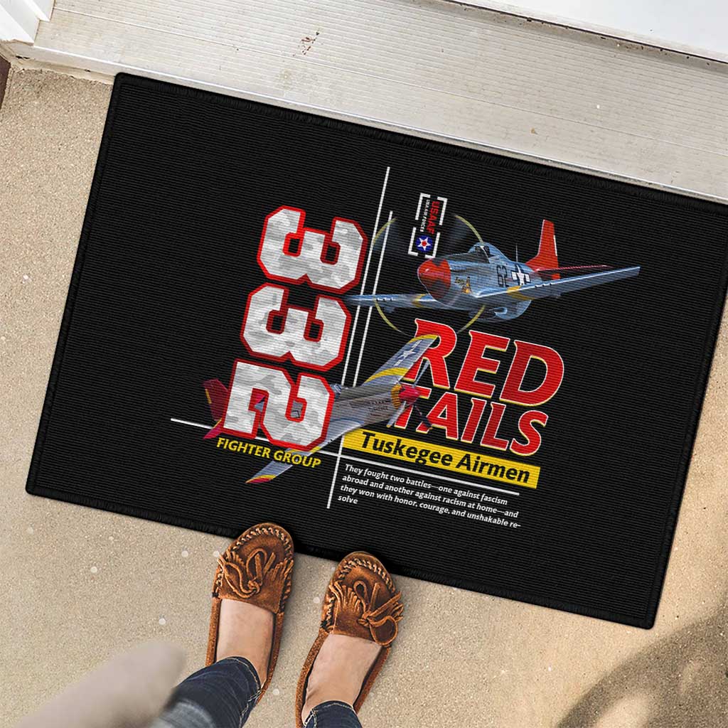 Red Tails Spitfire Tuskegee Airmen Rubber Doormat 332nd Fighter Group WWII Legacy Tribute - Wonder Print Shop