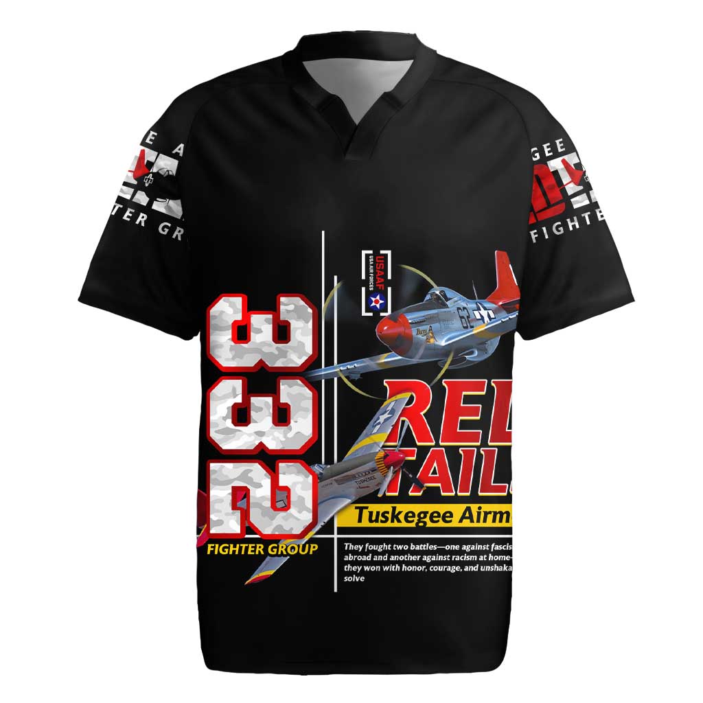 Red Tails Spitfire Tuskegee Airmen Rugby Jersey 332nd Fighter Group WWII Legacy Tribute - Wonder Print Shop