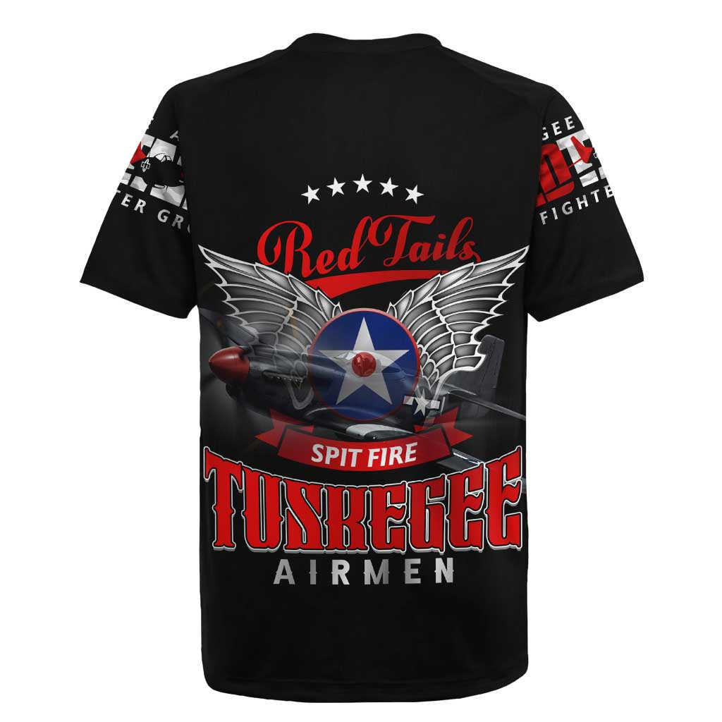 Red Tails Spitfire Tuskegee Airmen Rugby Jersey 332nd Fighter Group WWII Legacy Tribute - Wonder Print Shop