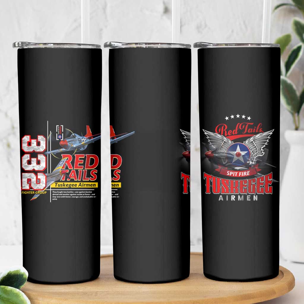 Red Tails Spitfire Tuskegee Airmen Skinny Tumbler 332nd Fighter Group WWII Legacy Tribute - Wonder Print Shop