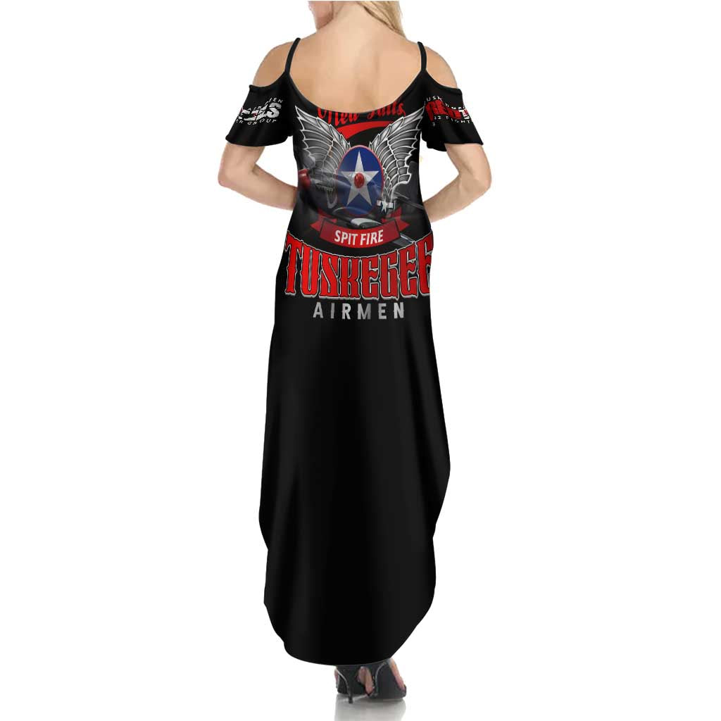 Red Tails Spitfire Tuskegee Airmen Summer Maxi Dress 332nd Fighter Group WWII Legacy Tribute - Wonder Print Shop