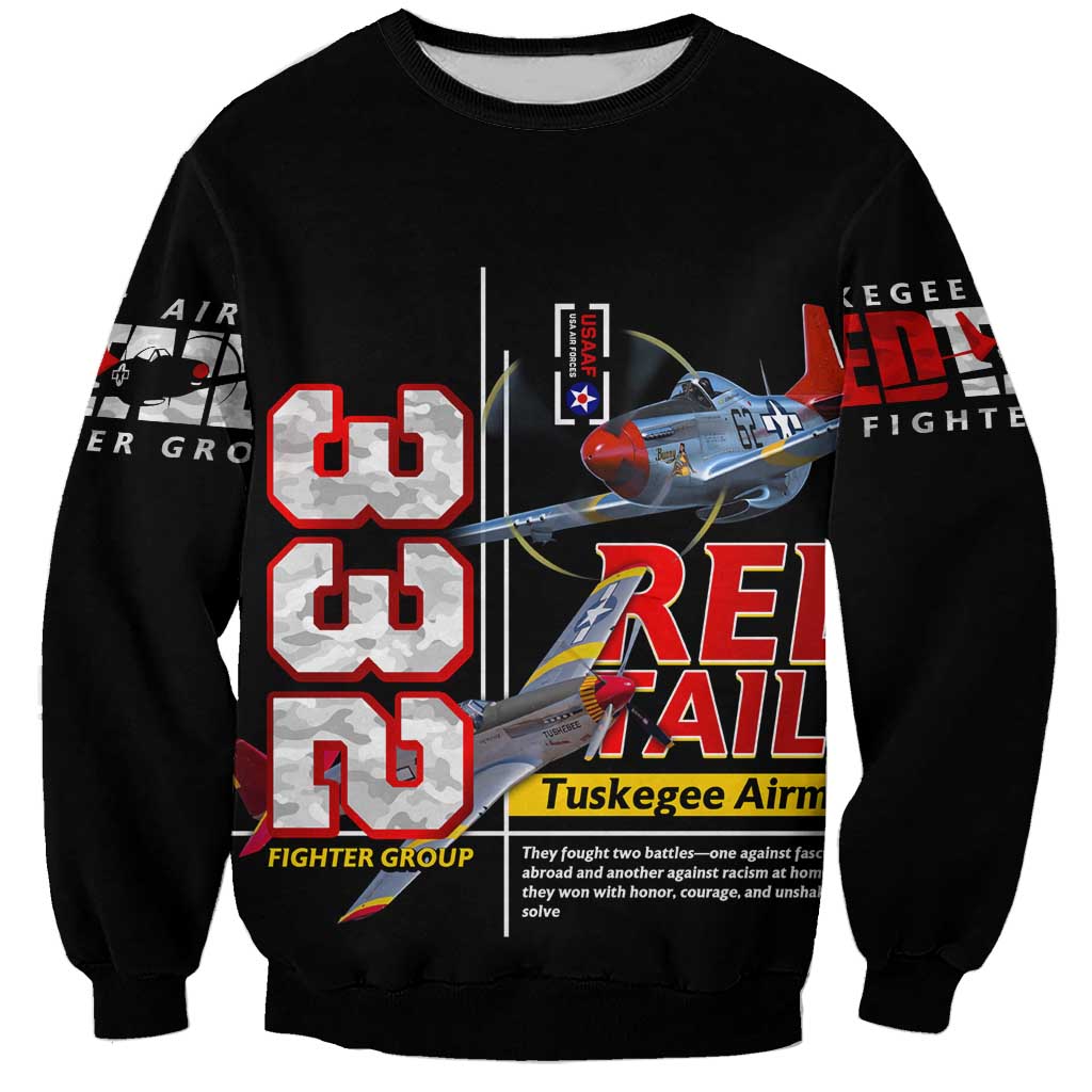 Red Tails Spitfire Tuskegee Airmen Sweatshirt 332nd Fighter Group WWII Legacy Tribute - Wonder Print Shop