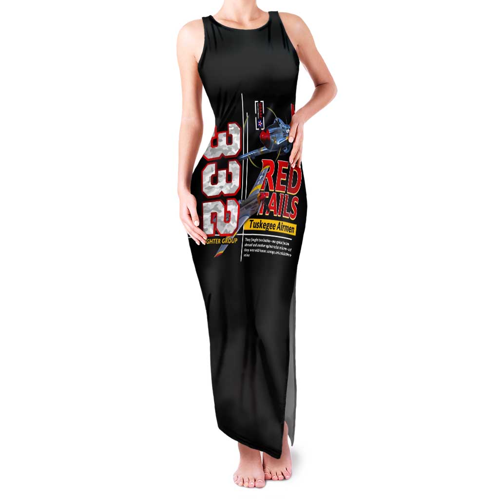 Red Tails Spitfire Tuskegee Airmen Tank Maxi Dress 332nd Fighter Group WWII Legacy Tribute - Wonder Print Shop