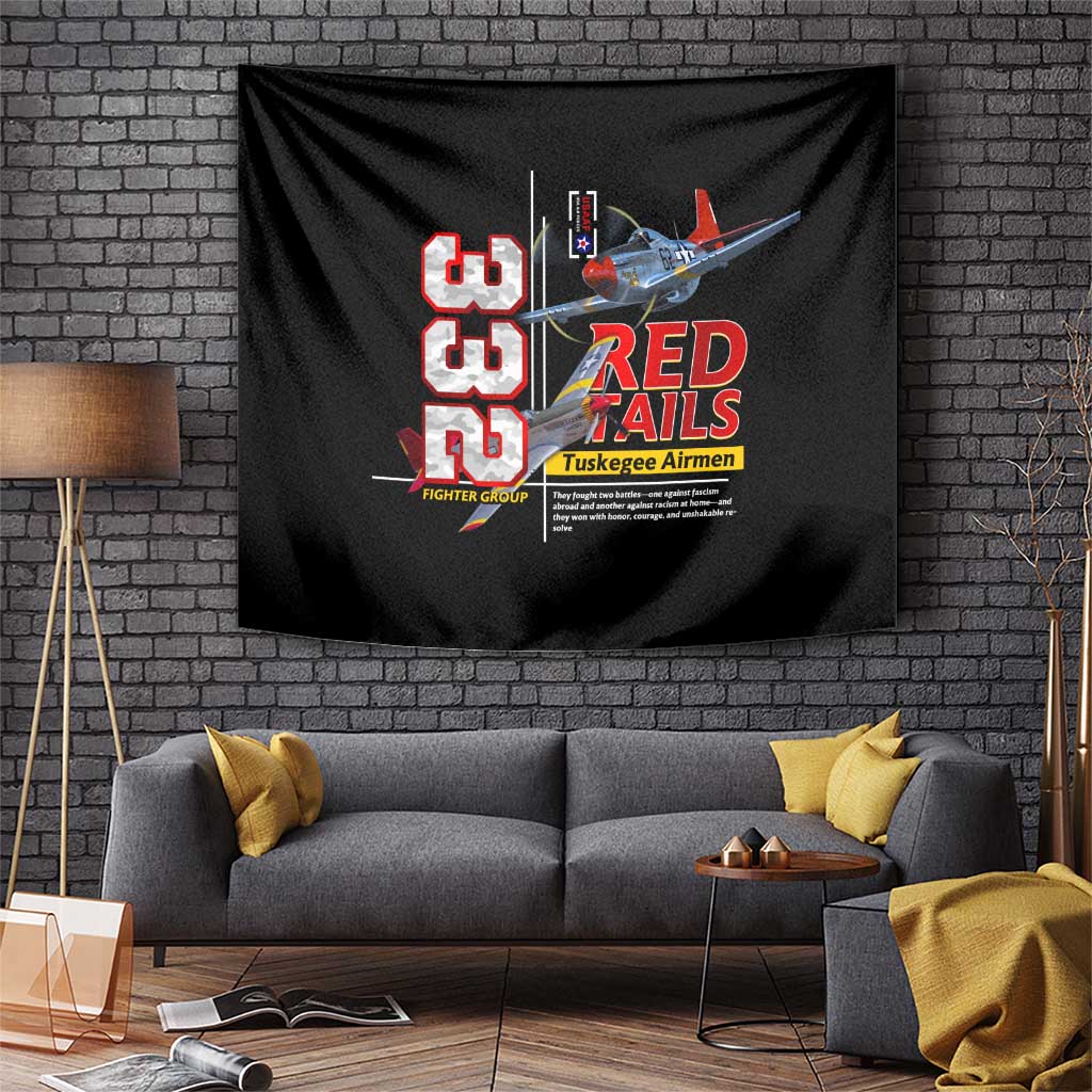 Red Tails Spitfire Tuskegee Airmen Tapestry 332nd Fighter Group WWII Legacy Tribute - Wonder Print Shop