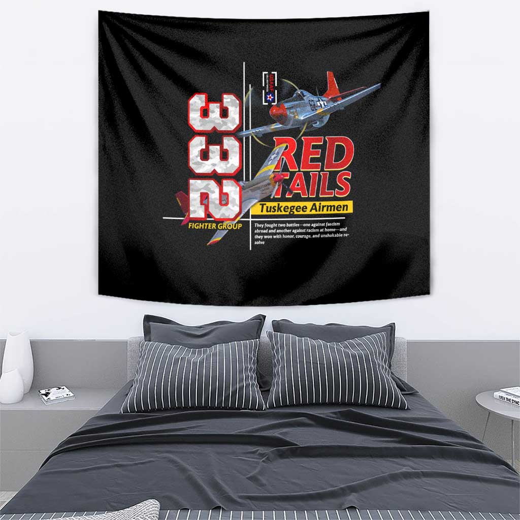Red Tails Spitfire Tuskegee Airmen Tapestry 332nd Fighter Group WWII Legacy Tribute - Wonder Print Shop