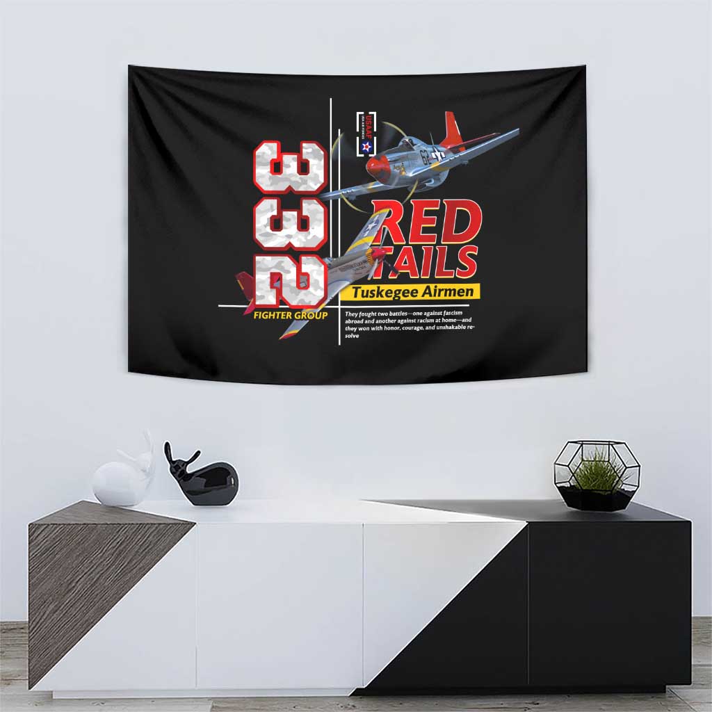 Red Tails Spitfire Tuskegee Airmen Tapestry 332nd Fighter Group WWII Legacy Tribute - Wonder Print Shop
