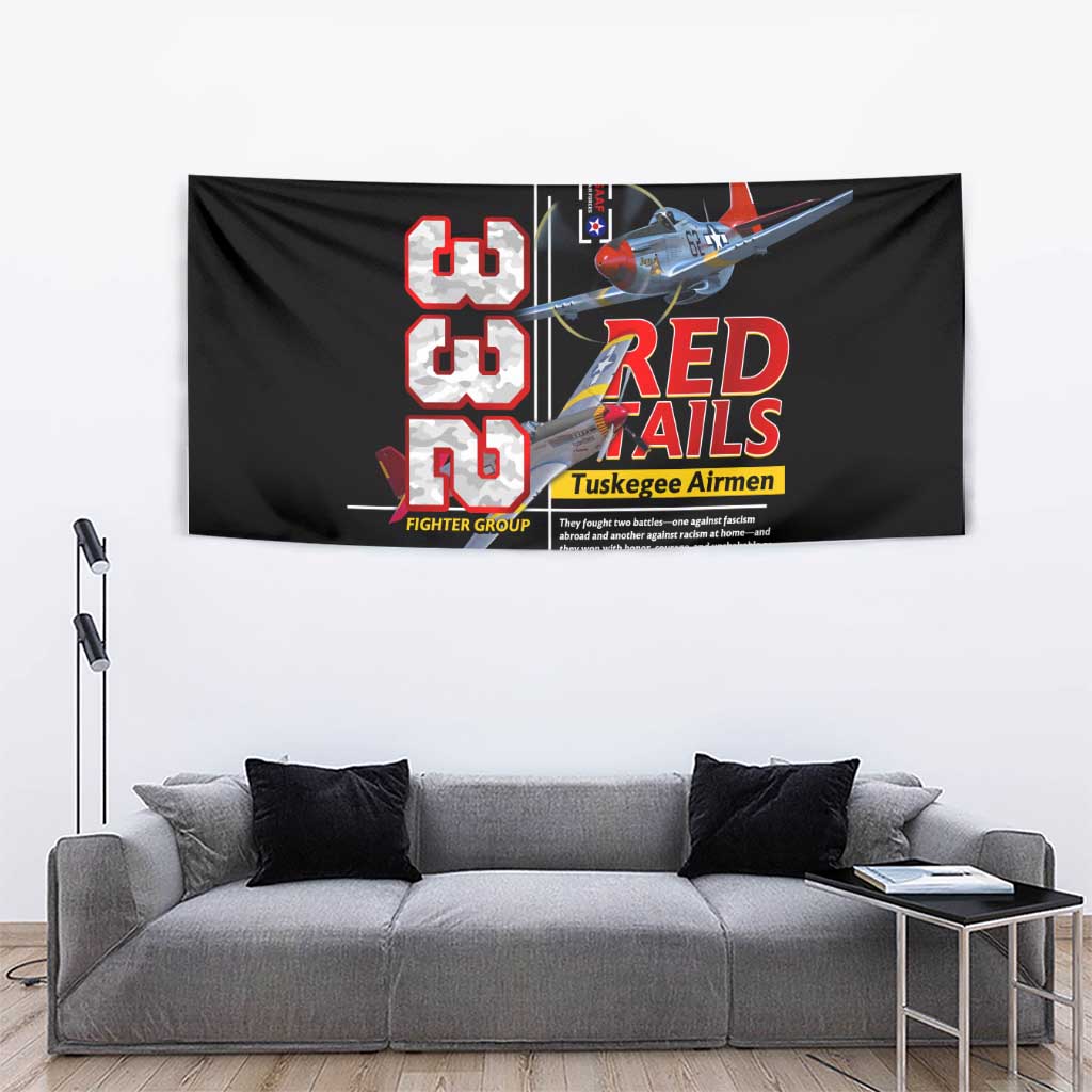 Red Tails Spitfire Tuskegee Airmen Tapestry 332nd Fighter Group WWII Legacy Tribute - Wonder Print Shop