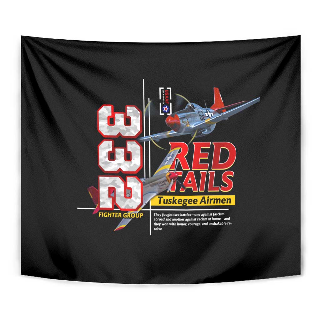 Red Tails Spitfire Tuskegee Airmen Tapestry 332nd Fighter Group WWII Legacy Tribute - Wonder Print Shop