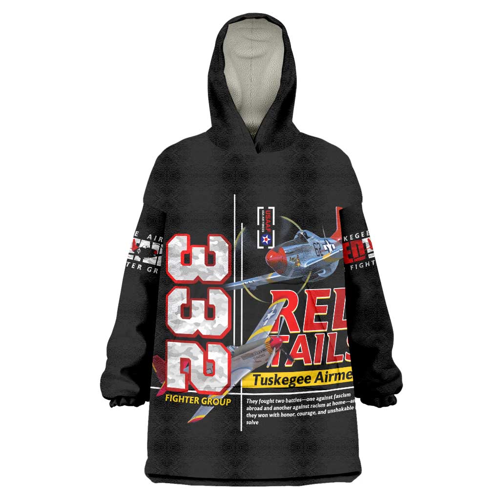Red Tails Spitfire Tuskegee Airmen Wearable Blanket Hoodie 332nd Fighter Group WWII Legacy Tribute - Wonder Print Shop