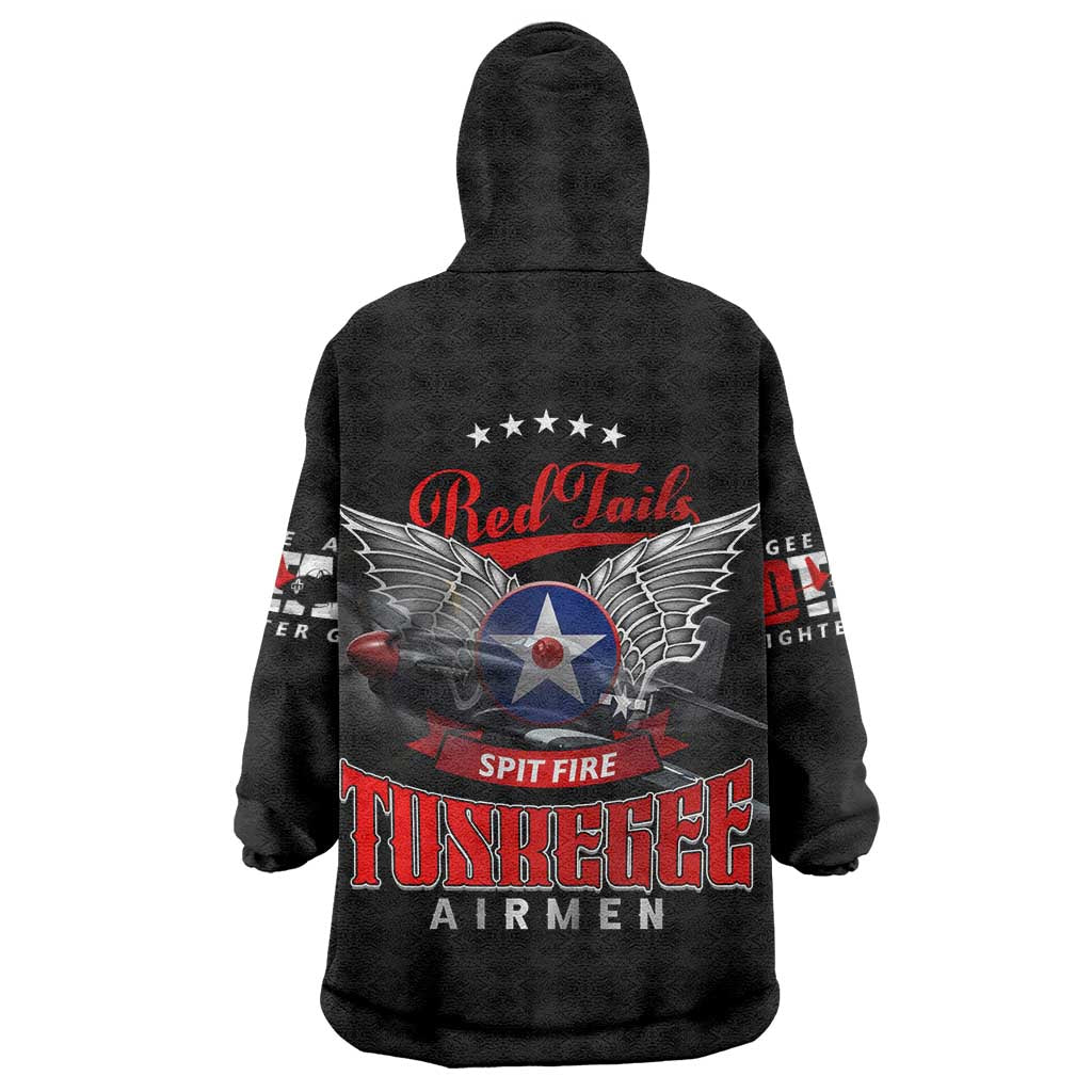 Red Tails Spitfire Tuskegee Airmen Wearable Blanket Hoodie 332nd Fighter Group WWII Legacy Tribute - Wonder Print Shop