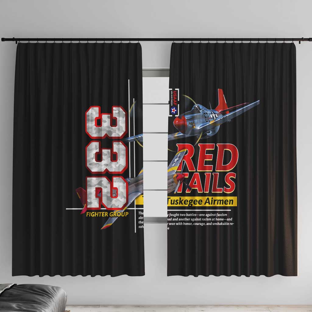 Red Tails Spitfire Tuskegee Airmen Window Curtain 332nd Fighter Group WWII Legacy Tribute - Wonder Print Shop