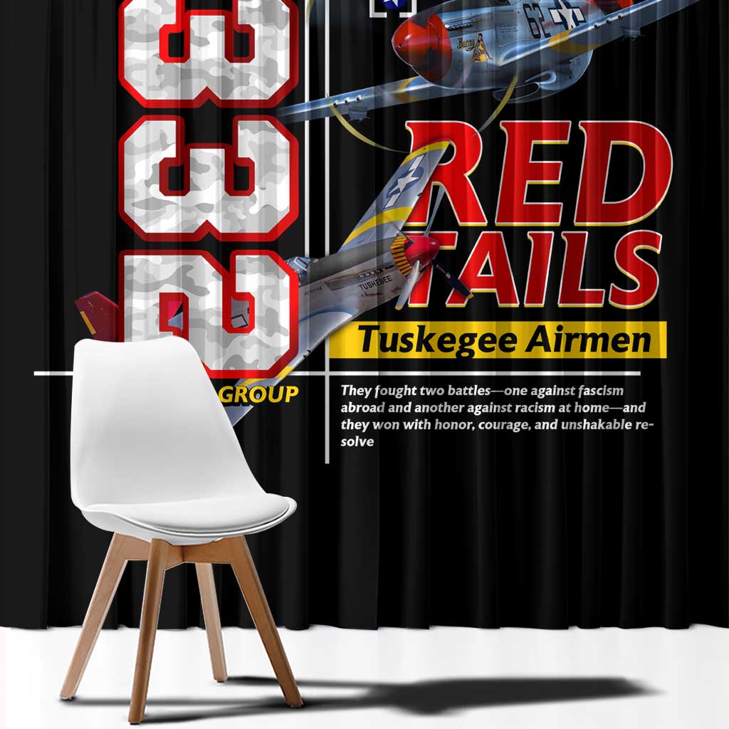 Red Tails Spitfire Tuskegee Airmen Window Curtain 332nd Fighter Group WWII Legacy Tribute - Wonder Print Shop