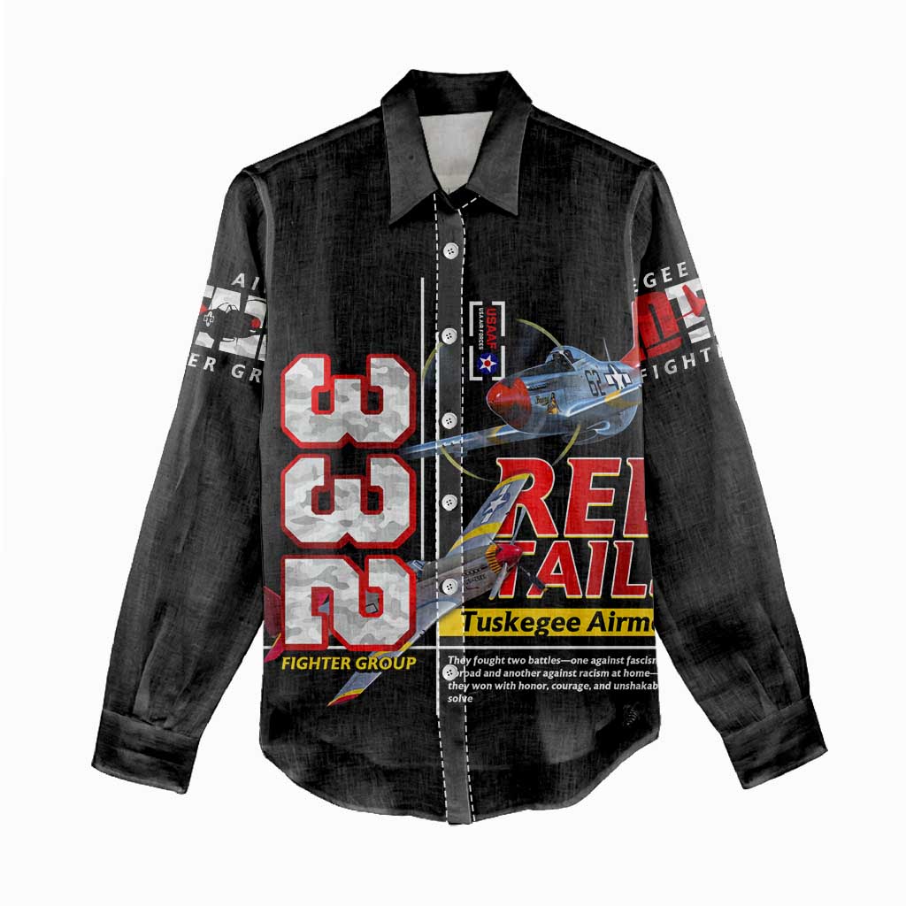 Red Tails Spitfire Tuskegee Airmen Women Casual Shirt 332nd Fighter Group WWII Legacy Tribute - Wonder Print Shop