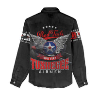 Red Tails Spitfire Tuskegee Airmen Women Casual Shirt 332nd Fighter Group WWII Legacy Tribute - Wonder Print Shop