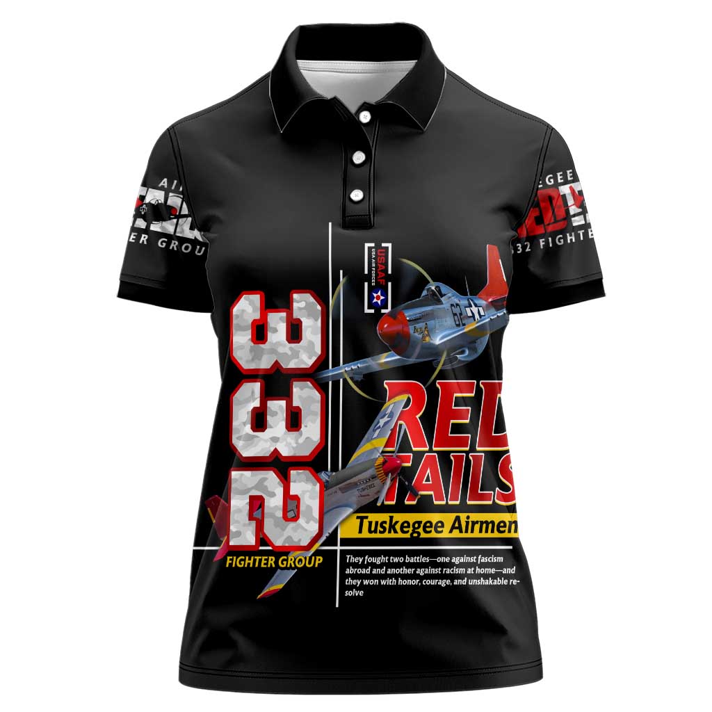 Red Tails Spitfire Tuskegee Airmen Women Polo Shirt 332nd Fighter Group WWII Legacy Tribute - Wonder Print Shop