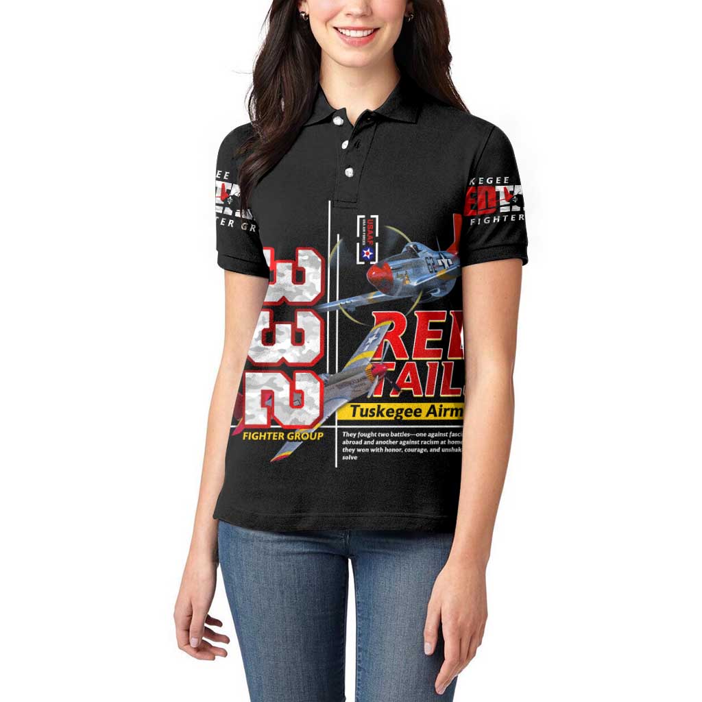 Red Tails Spitfire Tuskegee Airmen Women Polo Shirt 332nd Fighter Group WWII Legacy Tribute - Wonder Print Shop