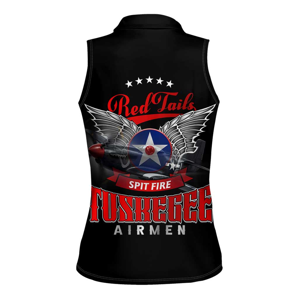 Red Tails Spitfire Tuskegee Airmen Women Sleeveless Polo Shirt 332nd Fighter Group WWII Legacy Tribute - Wonder Print Shop