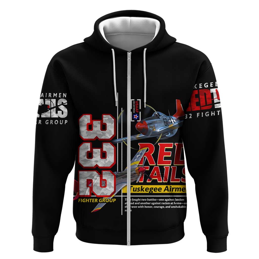 Red Tails Spitfire Tuskegee Airmen Zip Hoodie 332nd Fighter Group WWII Legacy Tribute - Wonder Print Shop