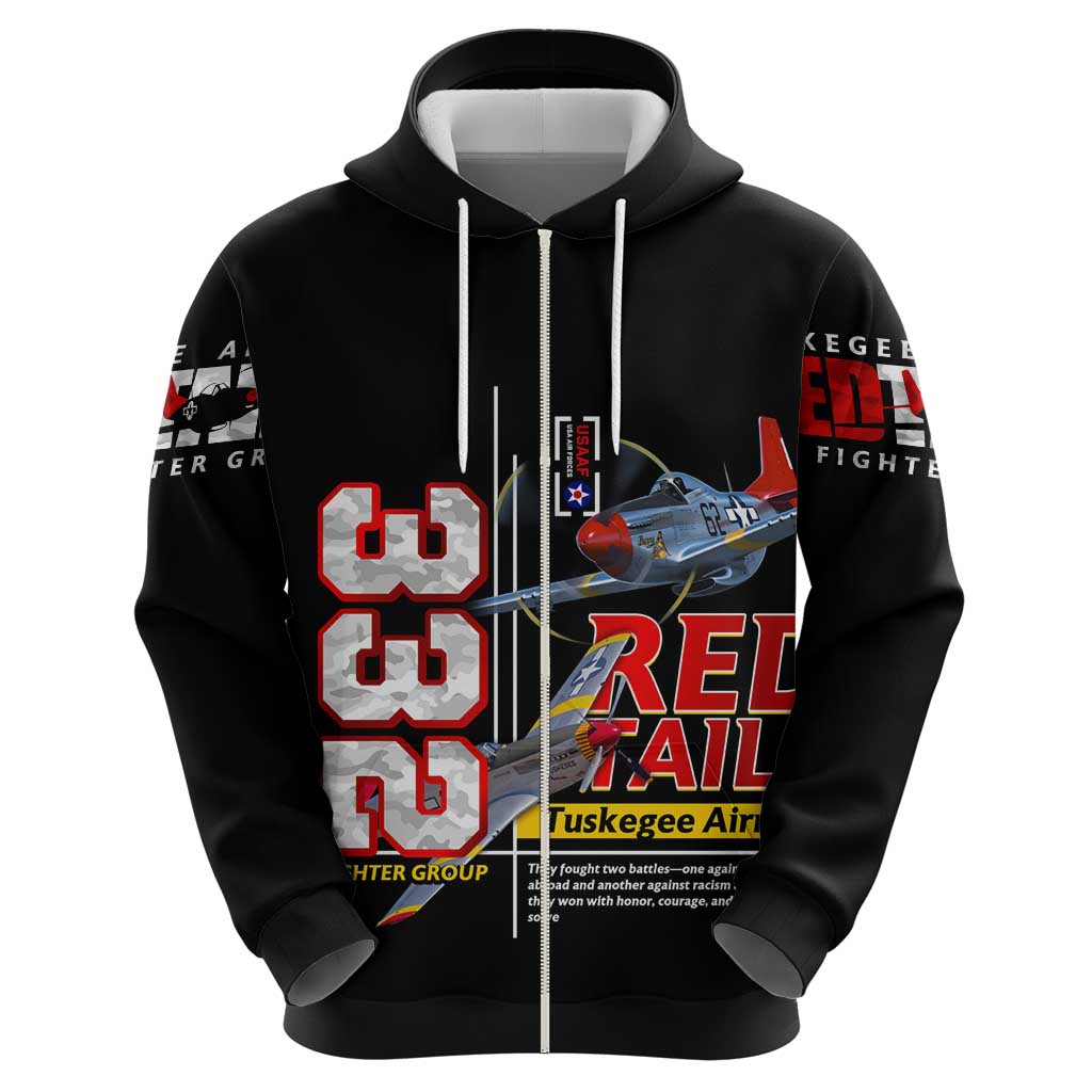 Red Tails Spitfire Tuskegee Airmen Zip Hoodie 332nd Fighter Group WWII Legacy Tribute - Wonder Print Shop