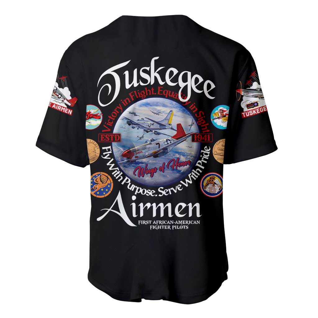 Wings of Honor Tuskegee Airmen Baseball Jersey 332nd 477th Fighter Group Tribute - Wonder Print Shop