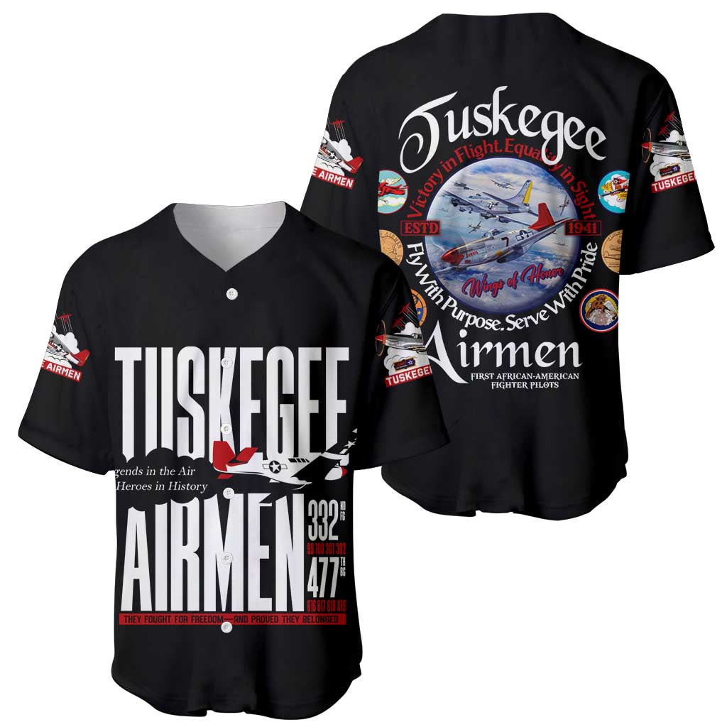 Wings of Honor Tuskegee Airmen Baseball Jersey 332nd 477th Fighter Group Tribute - Wonder Print Shop
