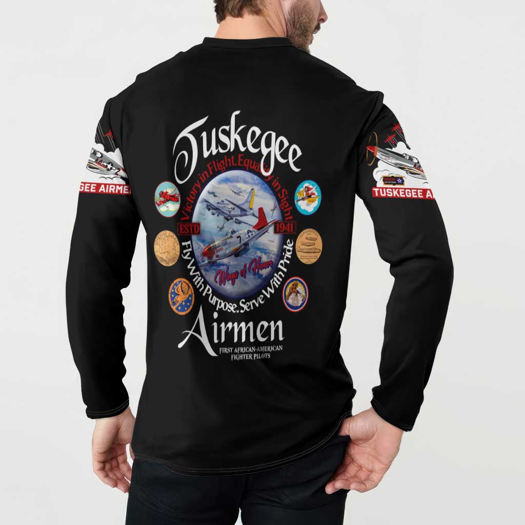 Wings of Honor Tuskegee Airmen Button Sweatshirt 332nd 477th Fighter Group Tribute - Wonder Print Shop