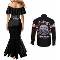 Wings of Honor Tuskegee Airmen Couples Matching Mermaid Dress and Long Sleeve Button Shirt 332nd 477th Fighter Group Tribute - Wonder Print Shop