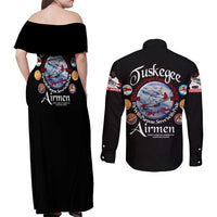 Wings of Honor Tuskegee Airmen Couples Matching Off Shoulder Maxi Dress and Long Sleeve Button Shirt 332nd 477th Fighter Group Tribute - Wonder Print Shop