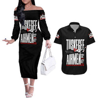 Wings of Honor Tuskegee Airmen Couples Matching Off The Shoulder Long Sleeve Dress and Hawaiian Shirt 332nd 477th Fighter Group Tribute - Wonder Print Shop