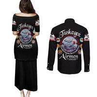 Wings of Honor Tuskegee Airmen Couples Matching Puletasi and Long Sleeve Button Shirt 332nd 477th Fighter Group Tribute - Wonder Print Shop