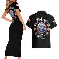 Wings of Honor Tuskegee Airmen Couples Matching Short Sleeve Bodycon Dress and Hawaiian Shirt 332nd 477th Fighter Group Tribute - Wonder Print Shop