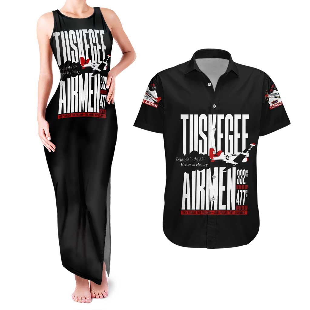 Wings of Honor Tuskegee Airmen Couples Matching Tank Maxi Dress and Hawaiian Shirt 332nd 477th Fighter Group Tribute - Wonder Print Shop