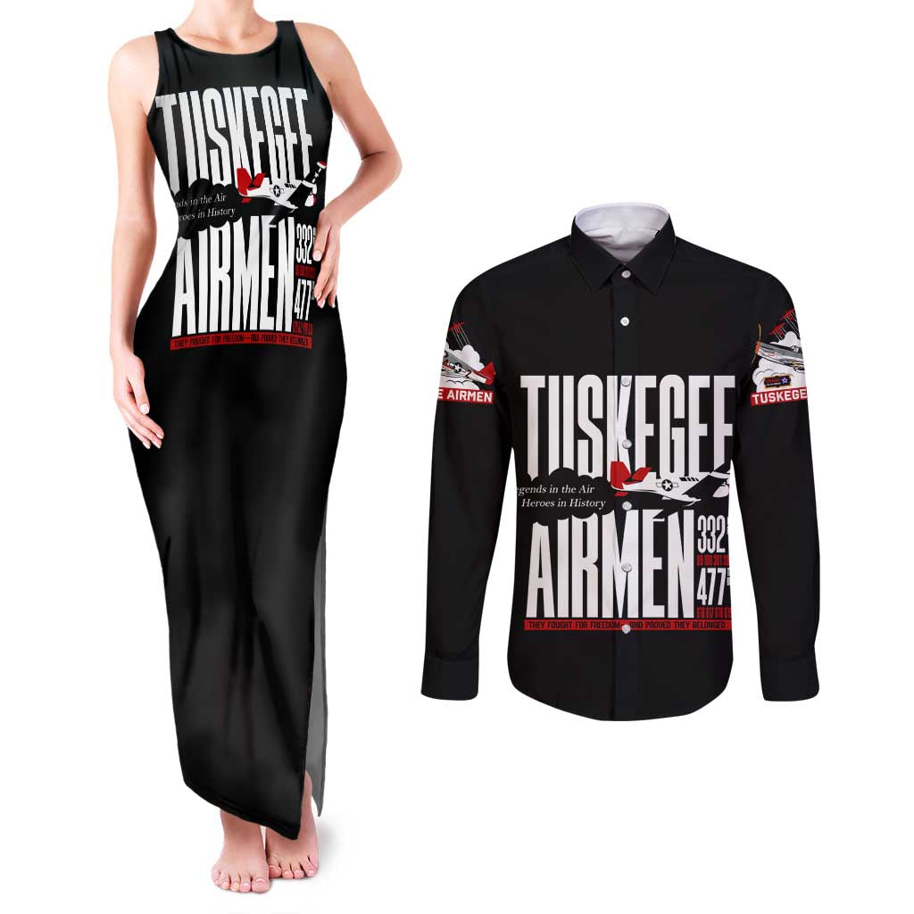 Wings of Honor Tuskegee Airmen Couples Matching Tank Maxi Dress and Long Sleeve Button Shirt 332nd 477th Fighter Group Tribute - Wonder Print Shop