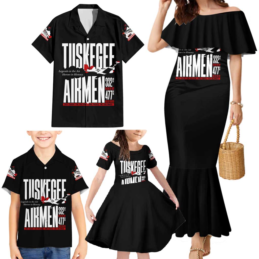 Wings of Honor Tuskegee Airmen Family Matching Mermaid Dress and Hawaiian Shirt 332nd 477th Fighter Group Tribute - Wonder Print Shop