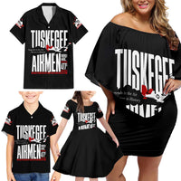 Wings of Honor Tuskegee Airmen Family Matching Off Shoulder Short Dress and Hawaiian Shirt 332nd 477th Fighter Group Tribute - Wonder Print Shop