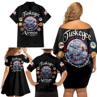Wings of Honor Tuskegee Airmen Family Matching Off Shoulder Short Dress and Hawaiian Shirt 332nd 477th Fighter Group Tribute - Wonder Print Shop