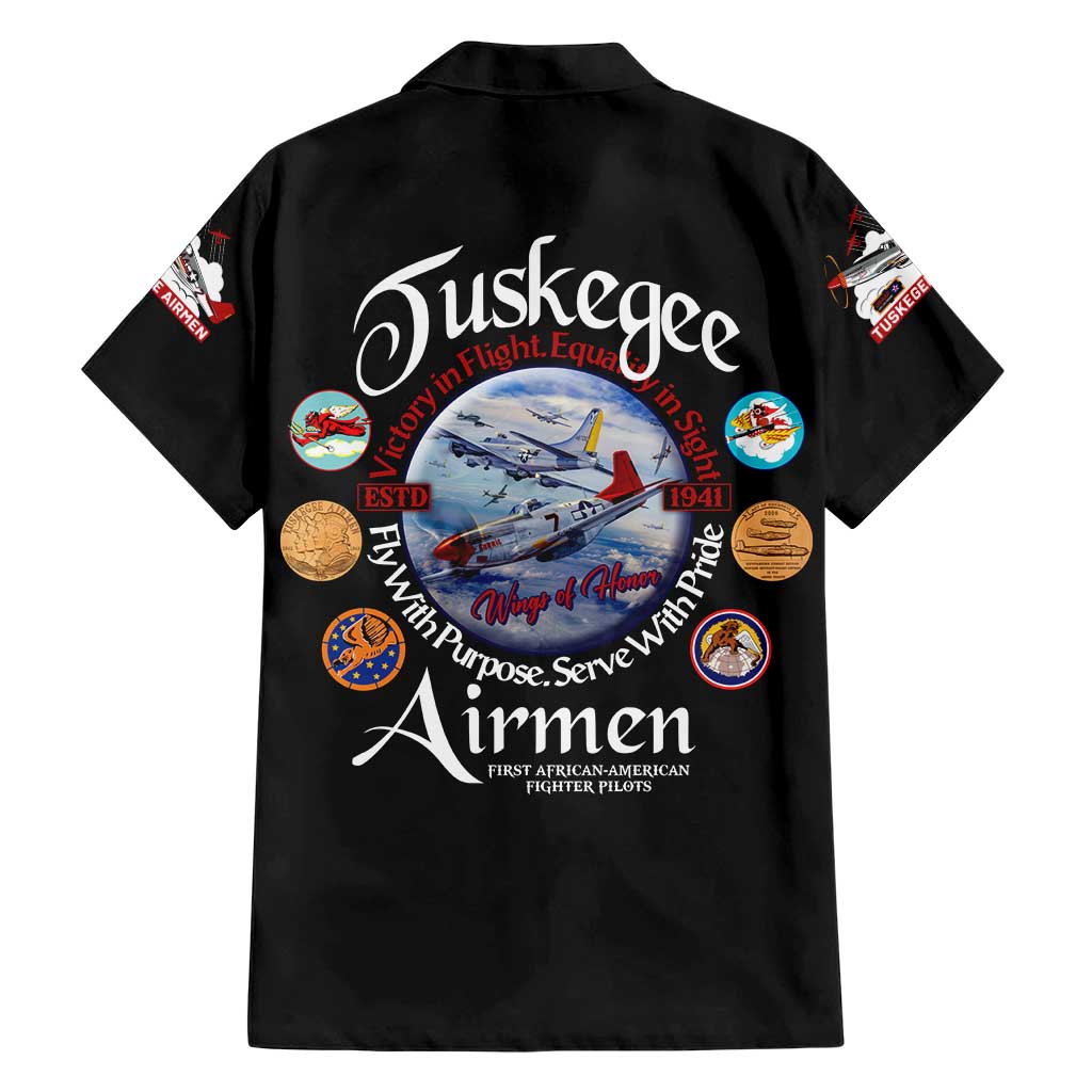 Wings of Honor Tuskegee Airmen Family Matching Short Sleeve Bodycon Dress and Hawaiian Shirt 332nd 477th Fighter Group Tribute - Wonder Print Shop