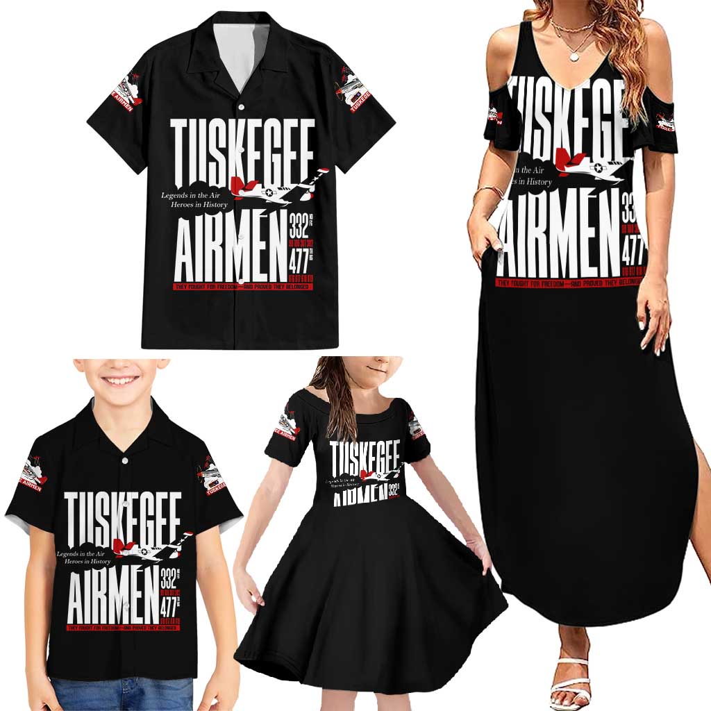 Wings of Honor Tuskegee Airmen Family Matching Summer Maxi Dress and Hawaiian Shirt 332nd 477th Fighter Group Tribute - Wonder Print Shop