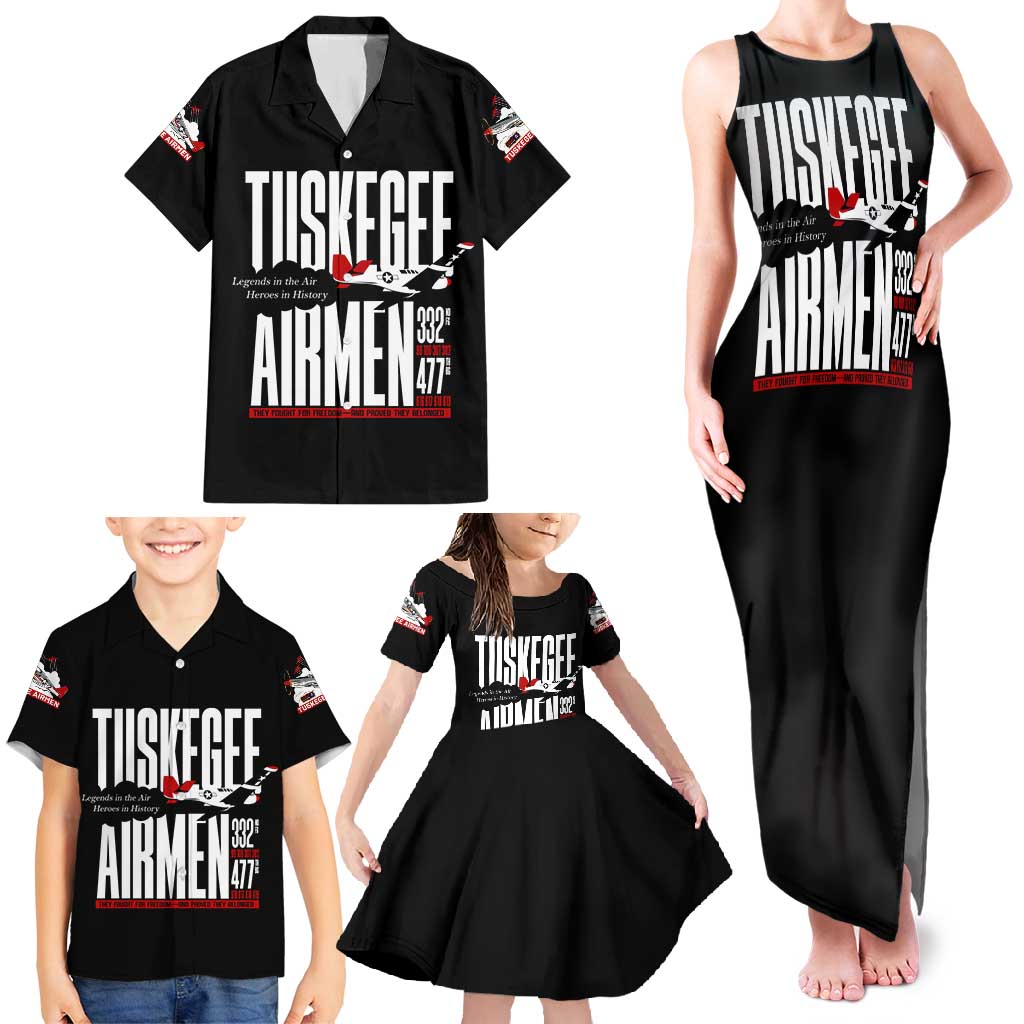 Wings of Honor Tuskegee Airmen Family Matching Tank Maxi Dress and Hawaiian Shirt 332nd 477th Fighter Group Tribute - Wonder Print Shop